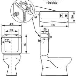Regiplast Réservoir WC - REGILUX - - Simple débit - Bas