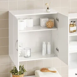 Sobuy Salle de Bain Suspendue Placard Commode Murale, 2 Portes, FRG231-W,