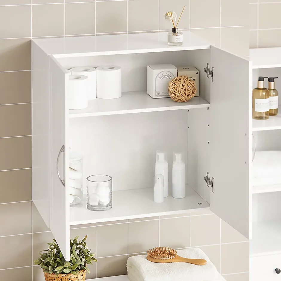 Sobuy Salle de Bain Suspendue Placard Commode Murale, 2 Portes, FRG231-W,