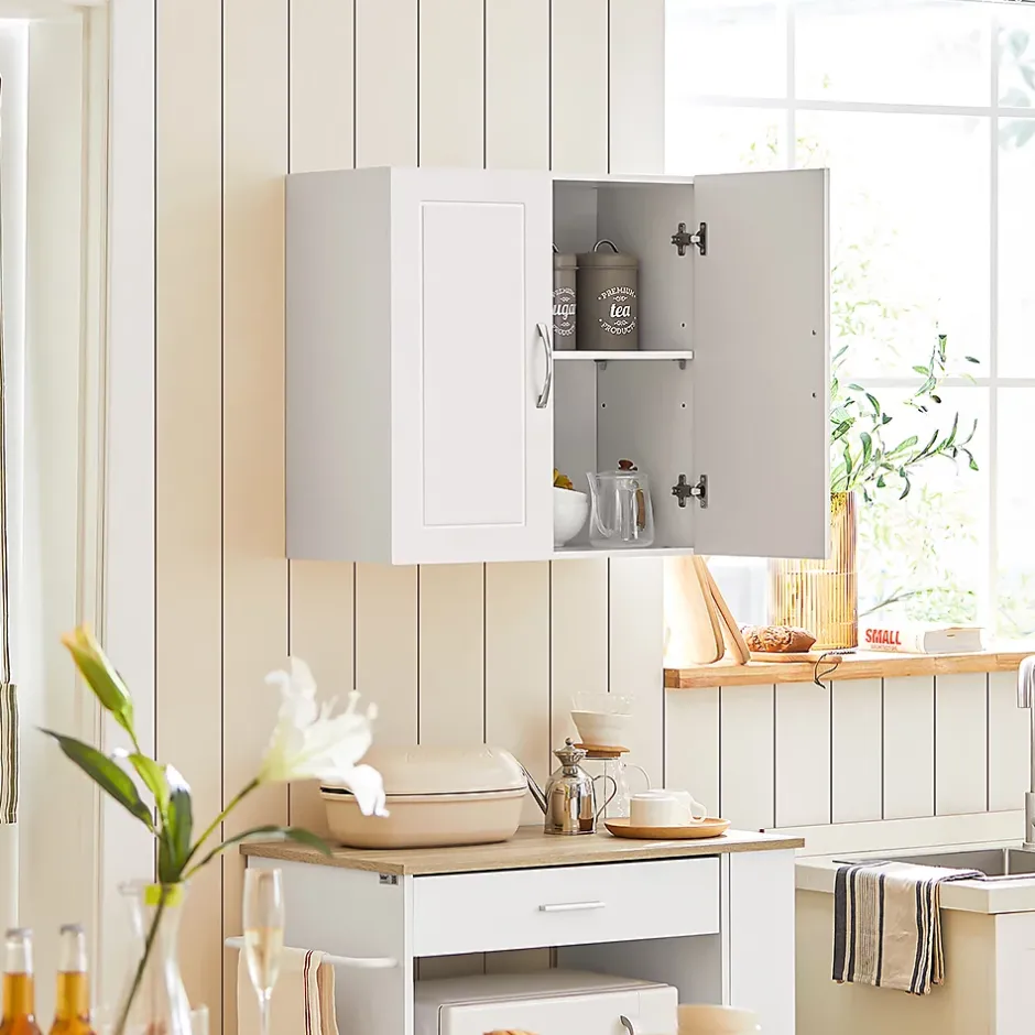 Sobuy Salle de Bain Suspendue Placard Commode Murale, 2 Portes, FRG231-W,