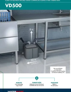 Watermatic Sanibroyeur pompe de relevage intégrée pour usage intensif 4 entrées pour restaurant (bac à graisse obligatoire) VD500* Wc Chimique Et Broyeur