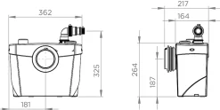 SFA Sanibroyeur Top Broyeur WC 400W l.361 x P.216 x H.325 mm
