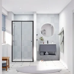 Swiss Aqua Technologies SAT PROJECT Porte de douche 110x185cm coulissante avec profilé noir mat (SATPROMUD110CT)