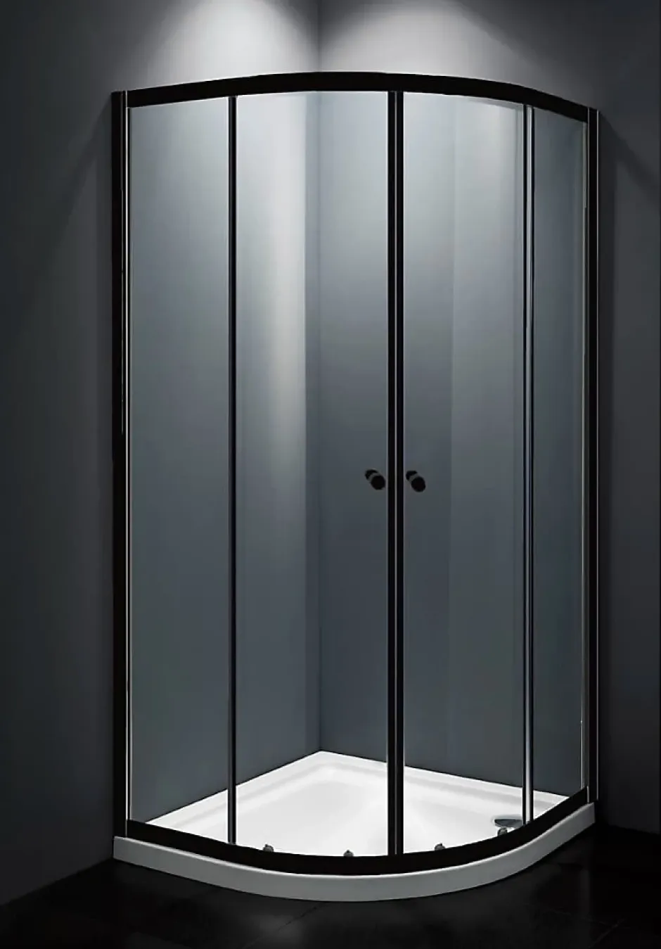 Swiss Aqua Technologies SAT PROJECT Douche quart de cercle 80x80cm coulissante avec profilé noir mat (SATPROMUS80CT)* Porte De Douche
