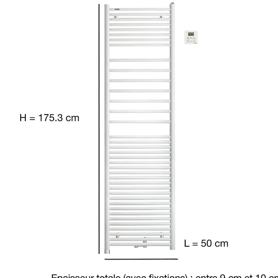 Acova Sèche serviette mixte électrique 300W / eau chaude 795W Angora