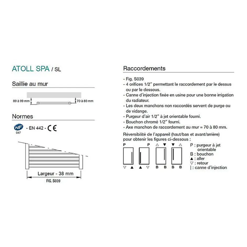 Acova Sèche serviettes - Atoll Spa 571W - SL-120-050