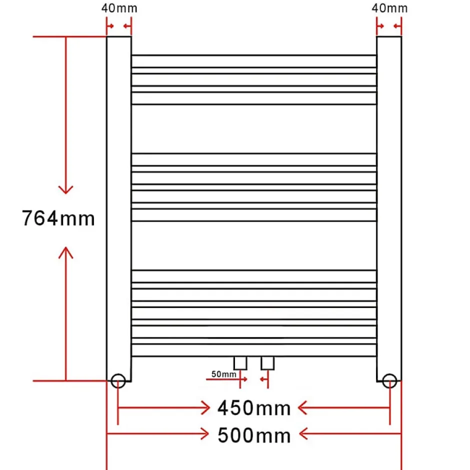 Vidaxl Sèche Serviettes Chauffage Central Incurvé 500x764mm + Connecteurs