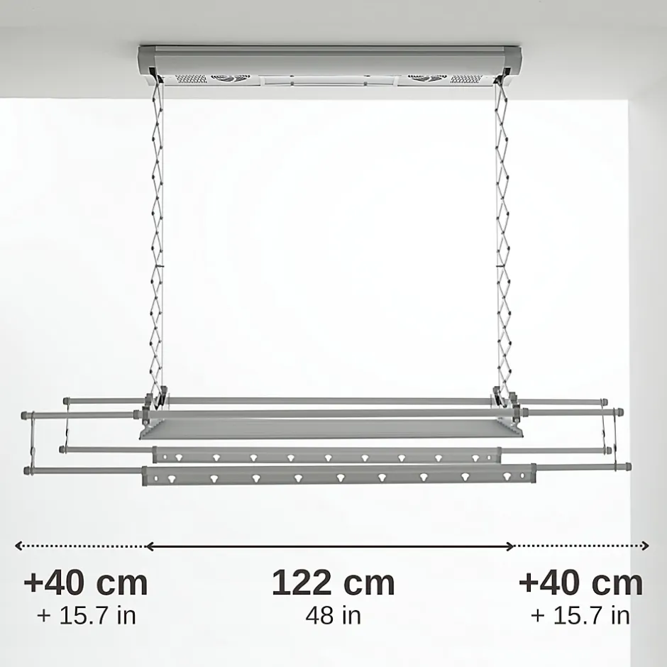 Foxydry Sèche-linge électrique mural 122x57x30cm alu Air 120* Etendoir À Linge