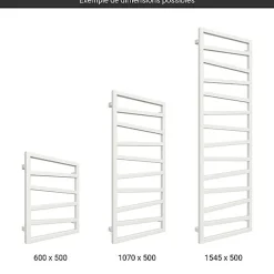 Matisere Sèche-serviette chauffage central blanc de 1310mm de haut et 500mm de large. - 490 Watt - ZIG1310/500ZXB* Sèche-Serviettes Eau Chaude