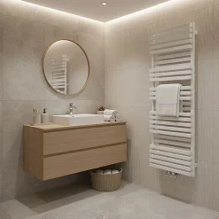 Matisere Sèche-serviette eau chaude blanc de 870mm de haut et 600mm de large - 733 Watt - QUA870/600BZXB