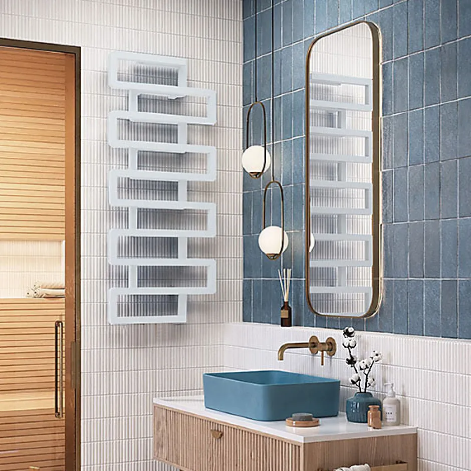 Matisere Sèche-serviette eau chaude blanc de 655mm de haut et 400mm de large - 316 Watt - BOO655/400ZXB* Sèche-Serviettes Eau Chaude