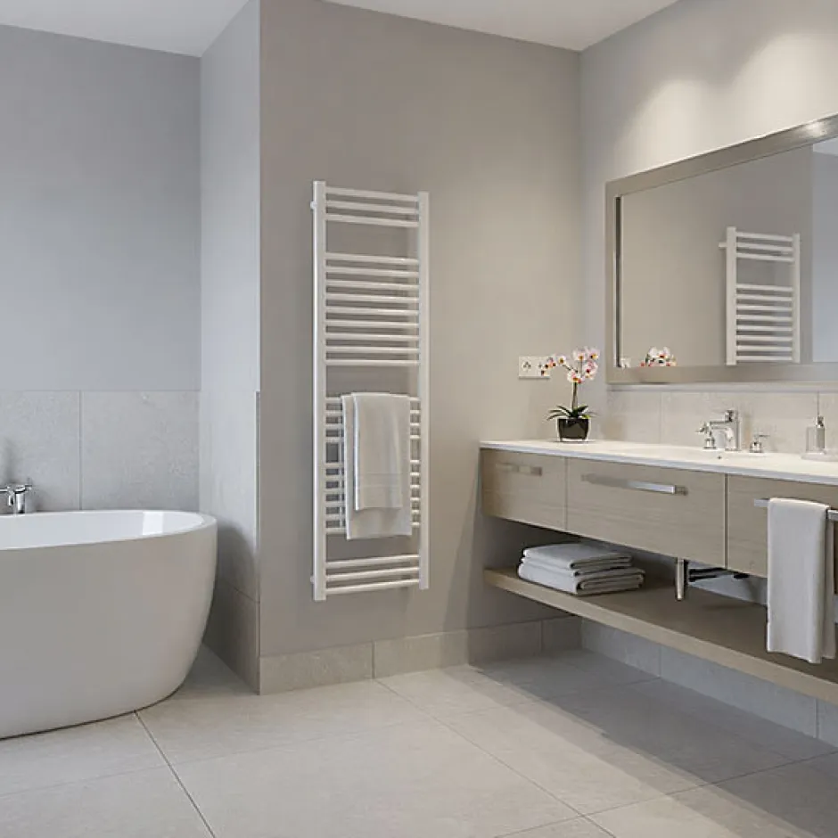 Matisere Sèche-serviette eau chaude blanc de 760mm de haut et 500mm de large - 320 Watt - BON760/500SXB* Sèche-Serviettes Eau Chaude