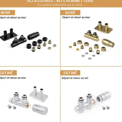 Matisere Sèche-serviette eau chaude noir de 540mm de haut et 500mm de large - 299 Watt - ALE540/500ZXN* Sèche-Serviettes Eau Chaude