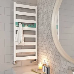 Matisere Sèche-serviette eau chaude blanc de 910mm de haut et 400mm de large - 295 Watt - VIV910/400SXB