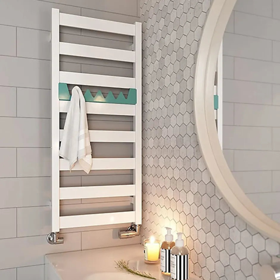 Matisere Sèche-serviette eau chaude blanc de 910mm de haut et 400mm de large - 295 Watt - VIV910/400SXB
