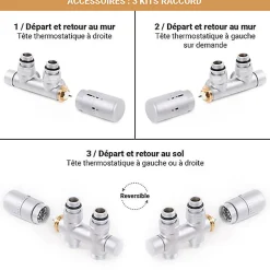 Matisere Sèche-serviette eau chaude noir de 530mm de haut et 375mm de large - 294 Watt - NEM530/375YPN* Sèche-Serviettes Eau Chaude