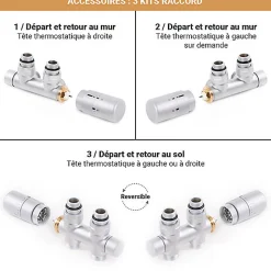 Matisere Sèche-serviette eau chaude noir de 502mm de haut et 1126mm de large - 317 Watt - HEX502/1126YLN