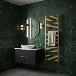 Matisere Sèche-serviette eau chaude doré de 1380mm de haut et 600mm de large - 683 Watt - FIO1380/600SXBRA