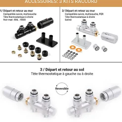 Matisere Sèche-serviette eau chaude noir de 1380mm de haut et 500mm de large - 587 Watt - FIO1380/500ZXN