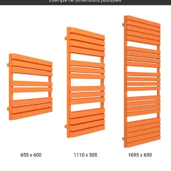 Matisere Sèche-serviette eau chaude orange de 1695mm de haut/600mm de large - 1410 Watt - WAR1695/600TSX2003
