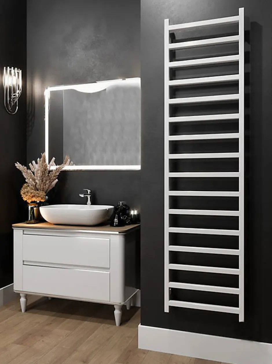 Matisere Sèche-serviette eau chaude blanc de 840mm de haut et 500mm de large - 306 Watt - SIM840/500SXB