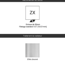 Matisere Sèche-serviette eau chaude chromé de 660mm de haut et 430mm large - 179 Watt - FIO660/430ZXCRO* Sèche-Serviettes Eau Chaude