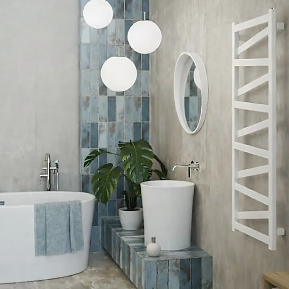 Matisere Sèche-serviette eau chaude blanc de 1230mm de haut et 500mm de large - 451 Watt - VIP1230/500SXB