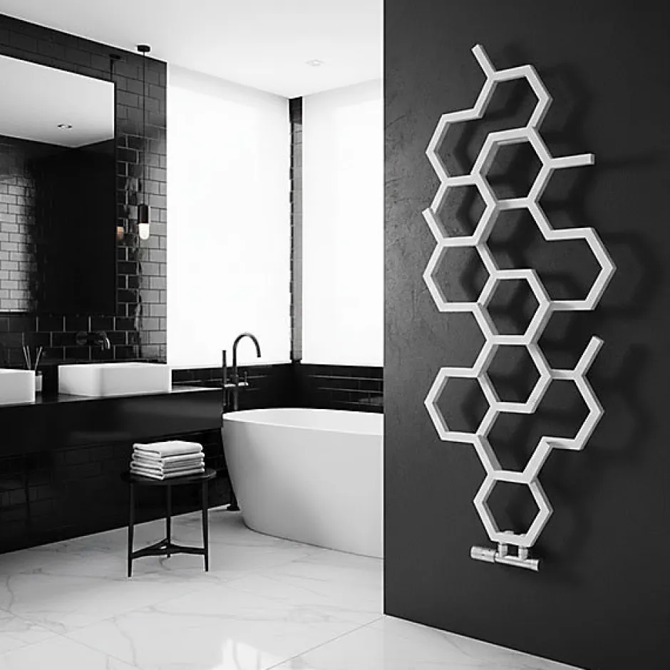 Matisere Sèche-serviette eau chaude blanc de 821mm de haut et 486mm de large - 248 Watt - HEX821/486ZXB