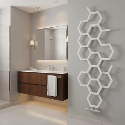 Matisere Sèche-serviette eau chaude blanc de 821mm de haut et 486mm de large - 248 Watt - HEX821/486ZXB