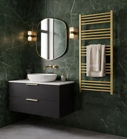 Matisere Sèche-serviette eau chaude doré de 1140mm de haut et 580mm de large - 550 Watt - FIO1140/580SXBRA