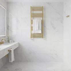 Matisere Sèche-serviette eau chaude doré de 1140mm de haut et 580mm de large - 550 Watt - FIO1140/580SXBRA