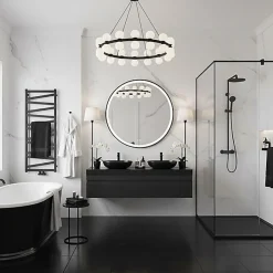 Matisere Sèche-serviette eau chaude noir de 1470mm de haut et 500mm de large - 540 Watt - VIP1470/500ZXN