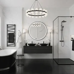 Matisere Sèche-serviette eau chaude noir de 1470mm de haut et 500mm de large - 540 Watt - VIP1470/500SXN* Sèche-Serviettes Eau Chaude