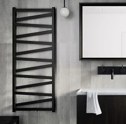 Matisere Sèche-serviette eau chaude noir de 1470mm de haut et 500mm de large - 540 Watt - VIP1470/500SXN* Sèche-Serviettes Eau Chaude