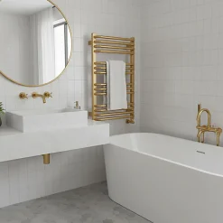 Matisere Sèche-serviette eau chaude doré de 760mm de haut et 300mm de large - 257 Watt - ALE760/300SXBRA* Sèche-Serviettes Eau Chaude