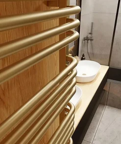 Matisere Sèche-serviette eau chaude doré de 760mm de haut et 300mm de large - 257 Watt - ALE760/300SXBRA* Sèche-Serviettes Eau Chaude