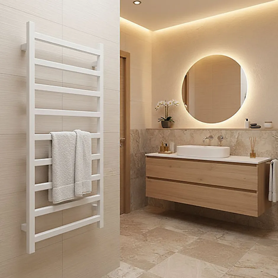 Matisere Sèche-serviette eau chaude blanc de 1080mm de haut et 500mm de large - 396 Watt - SIM1080/500ZXB* Sèche-Serviettes Eau Chaude