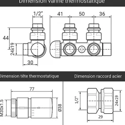 Matisere Sèche-serviette eau chaude chromé de 1070mm de haut et 500mm de large - 285 Watt - ZIG1070/500KDZ8CRO