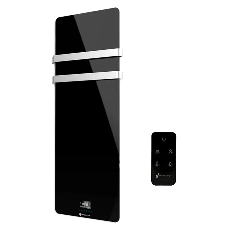 Sannover Sèche-Serviette Electrique en Verre mural Omiros Sannover 850 W Noir* Sèche-Serviettes Électrique