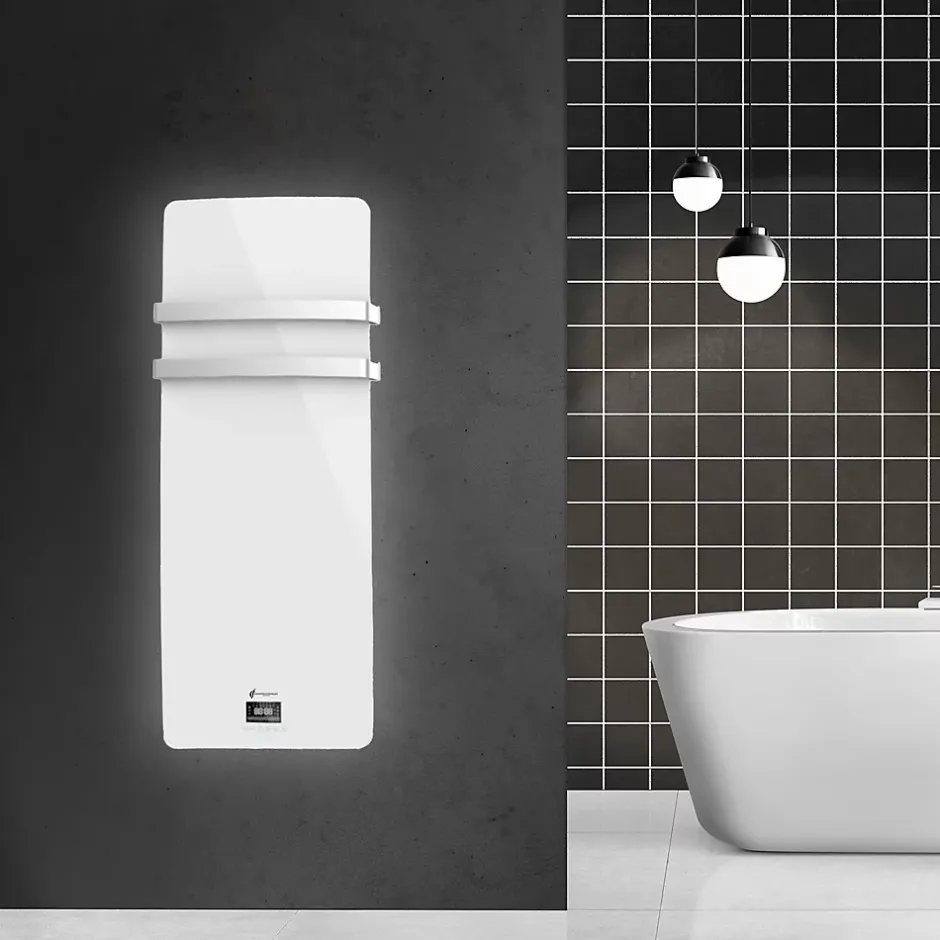 Sannover Sèche-Serviette Electrique en Verre mural Omiros Sannover 850 W Blanc