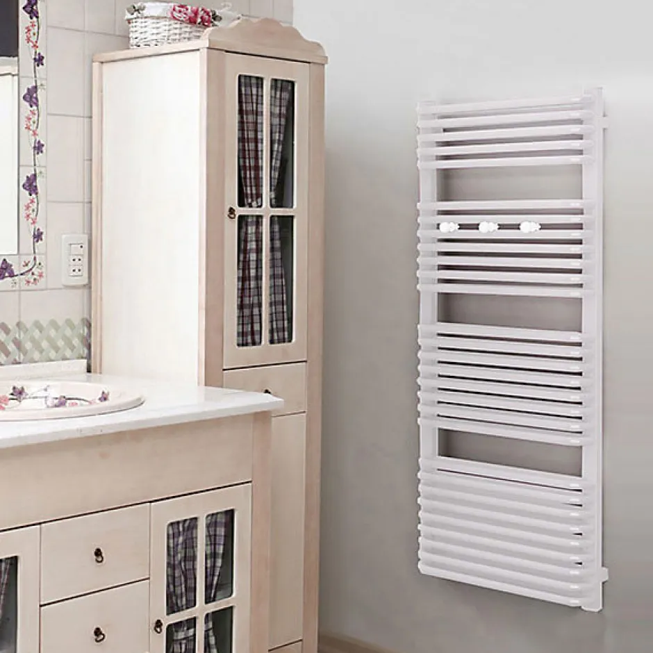Matisere Sèche-serviette électrique blanc de 820mm de haut et 640mm de large - 800 Watt - TYT820/640E8BBLO