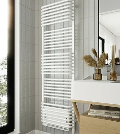 Matisere Sèche-serviette électrique blanc de 1580mm de haut et 600mm de large - 1000 Watt - POL1580/600E8BBLO