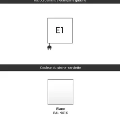 Matisere Sèche-serviette électrique blanc - (HxL) 1380x600mm - 800 Watt - 800 Watt - FIO1380-600E1B