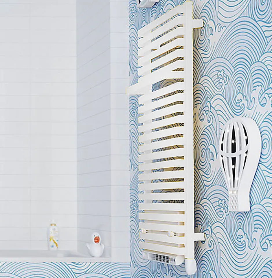 Matisere Sèche-serviette électrique blanc de 1320mm de haut et 500mm de large - 800 Watt - CIT1320/500E8BBLO* Sèche-Serviettes Soufflant