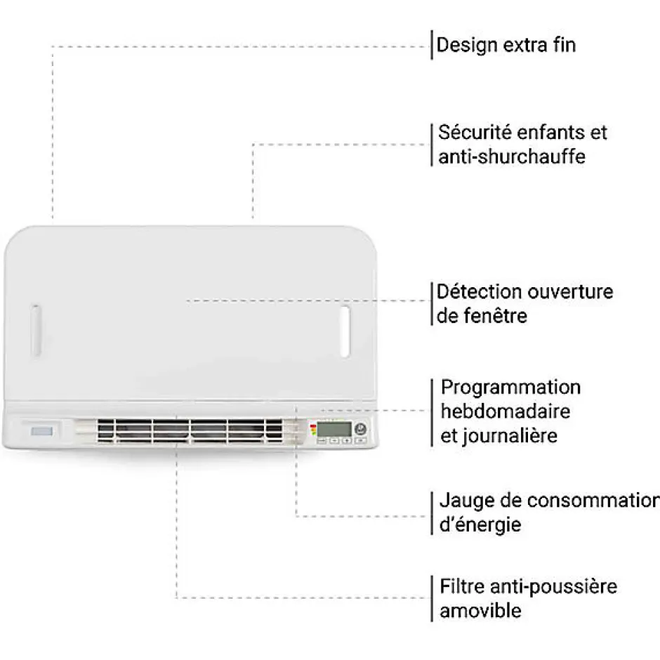 Matisere Sèche-serviette électrique blanc de 1320mm de haut et 500mm de large - 800 Watt - CIT1320/500E8BBLO* Sèche-Serviettes Soufflant