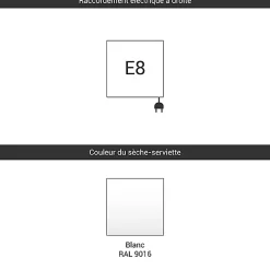 Matisere Sèche-serviette électrique blanc - (HxL) 900x400mm - 300 Watt - 300 Watt - FIO900-400E8B