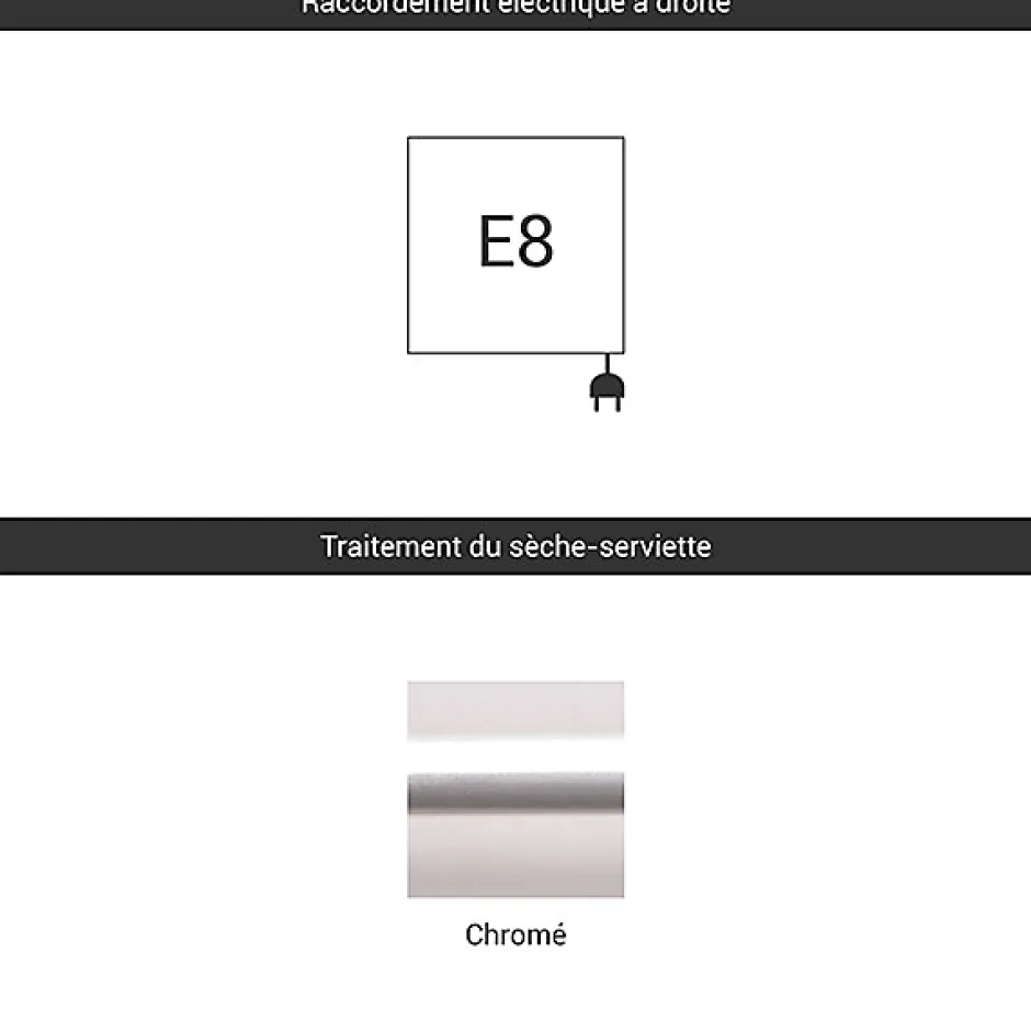 Matisere Sèche-serviette électrique chromé - (HxL) 1620x500 mm - 600 Watt - 600 Watt - FIO1620-500E8CRO
