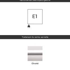 Matisere Sèche-serviette électrique chromé - (HxL) 660x500 mm - 200 Watt - 200 Watt - FIO660-500E1CRO