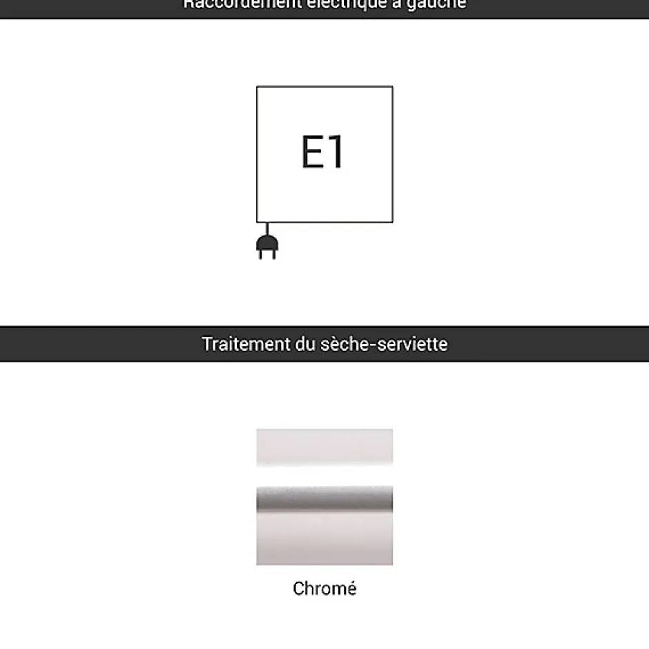 Matisere Sèche-serviette électrique chromé - (HxL) 1620x580 mm - 600 Watt - 600 Watt - FIO1620-580E1CRO* Sèche-Serviettes Électrique