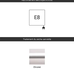 Matisere Sèche-serviette électrique chromé - (HxL) 1380x500 mm - 400 Watt - 400 Watt - FIO1380-500E8CRO* Sèche-Serviettes Électrique